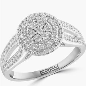 EFFY .75 CARAT DIAMOND CLUSTER HALO COCKTAIL RING STERLING SILVER/SZ 7 NEW